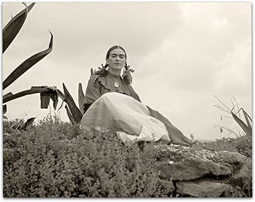 Lone Star Művészeti Ritka Frida Kahlo Fotó Ülő Kívül - 11x14 keret nélküli Nyomtatás Poszter - Tökéletes Vintage Délnyugati lakberendezés