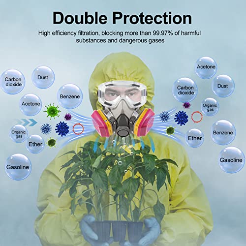Evkocu Fél Arcát, Légzésvédő Maszk Anti-Köd Goggle & 7502 Újrafelhasználható Fél Arcát Légzőkészülék Anti-Köd