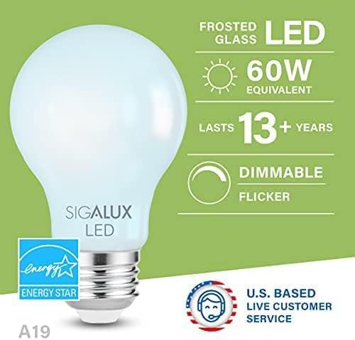 Szabályozható E26 LED Izzó 60 Watt Egyenértékű, Sigalux Energy Star Minősített Nappal 5000K LED Izzószálas Villanykörte, 19 LED Edison Vintage
