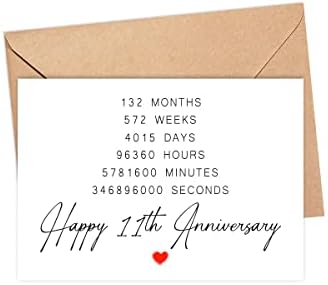 DiandDesignGift 11. Boldog Évfordulót Kártya - 11 Éves házassági Évfordulónkra Kártya Ajándék - Ötlet, A Barát -, Férj - Feleség