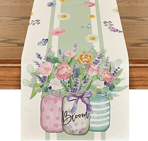 Artoid Mód Váza Bloom Tulipán Levendula Nyári asztali Futó, Szezonális Tavaszi Konyha, Étkező Asztal Dekoráció Otthon Fél