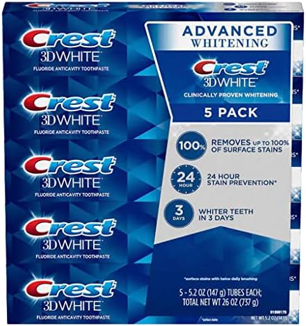 Crest 3D-s Fehér Speciális Fehérítő Fogkrém, 5.2 oz (Csomag 5)