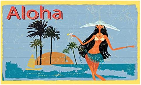 Ambesonne Aloha Kerámia Fogkefe Tartó, Élethű Hatás Vintage Design egy Szigeten Barna Hosszú Hajú Hawaii Hölgy, Dekoratív Sokoldalú
