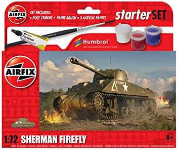 Airfix Sherman Firefly 1:72 a második VILÁGHÁBORÚ Katonai Tank Kis Starter Ajándék Szett A55003,Festetlen