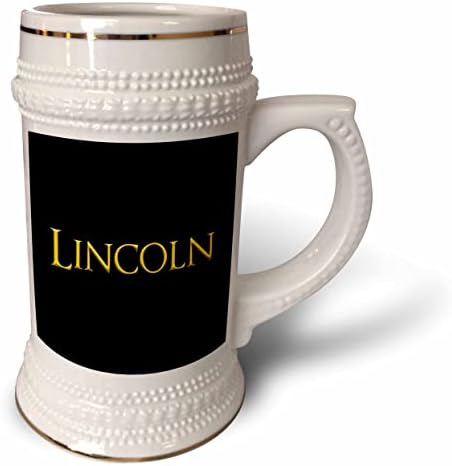 3dRose Lincoln közös fiú baba nevét Amerikában. Sárga, fekete ajándék - 22oz Stein Bögre (stn_354958_1)