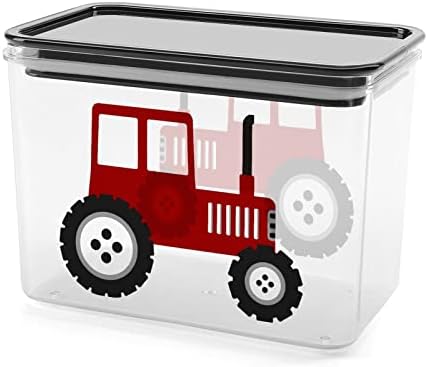Piros Traktor-Tároló Tartályok, Átlátszó Műanyag Doboz Fedeleket Újrafelhasználható Ládákat a Konyhában, Snack Gabona, Száraz Élelmiszer,