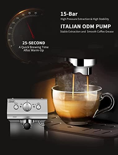Espresso Gép 15 Bar Állítható tejhabosító Pálca Expresso Kávé Gép, Cappuccino, Latte, Kávé, Machiato, 1.5 L Kivehető víztartály,