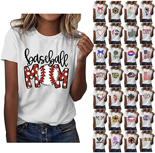 A Nő Tee Női Divat Póló Baseball Nyomtatás Rövid Ujjú Nyári Alkalmi Tunika Felső Veszíteni Női Ing