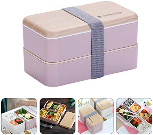 Hemoton Bento Box Japán Uzsonnás Doboz Dupla Réteg Élelmiszer Rekesz Mezőben Búza Szalma Szivárgásmentes Tárolóedény Mikrohullámú Sütő