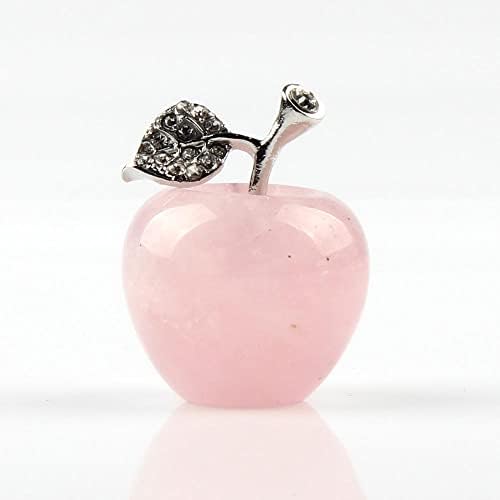 Davitu 1DB Természetes Kőből Faragott Apple Kristály Rózsaszín Kvarc, Gyöngyök Gyógyító Kristály Lapis Természetes Drágakő, Modern lakberendezési