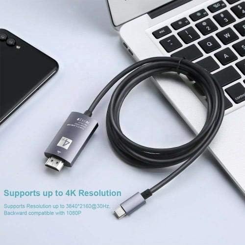 Kábel ASUS Chromebook Flip C434 (Kábel által BoxWave) - SmartDisplay Kábel - USB-C-Típusú HDMI - (6 ft), USB C/HDMI Kábel ASUS Chromebook