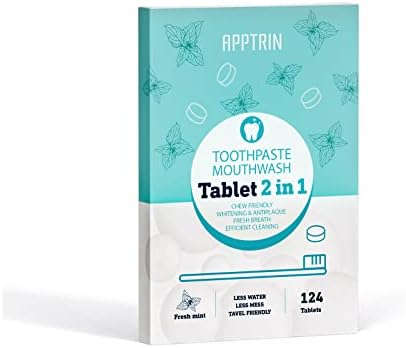 APPTRIN Fogkrém Tabletta, 124 Pack Rágótabletta Szájvíz Falatot Tabletta Fogak Érdekel, Fehérítő Fogkrém Lapok Utazás (Freshmint)