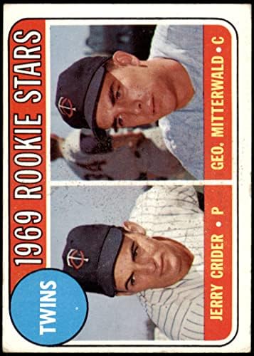 1969 Topps 491 YN Ikrek Újoncok George Mitterwald/Jerry Crider Minnesota Twins (Baseball Kártya) (Nevek a Sárga Levelek) VG-Ikrek