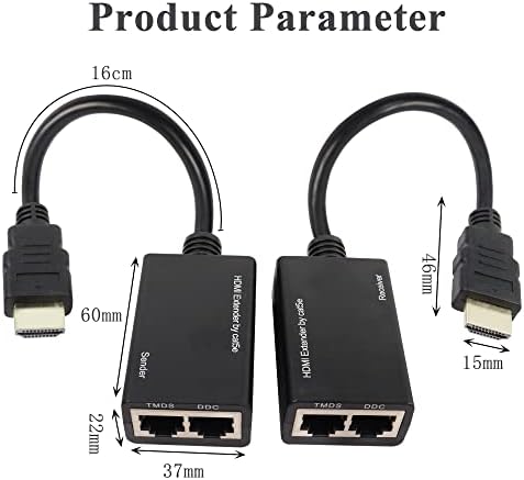 QIANRENON HDMI Extender Át RJ45 CAT 5e Ethernet Hálózati Kábel Adapter Jel Erősítő 100ft 1080P HDMI Adapter Kábel 30M Feladó+Vevő,