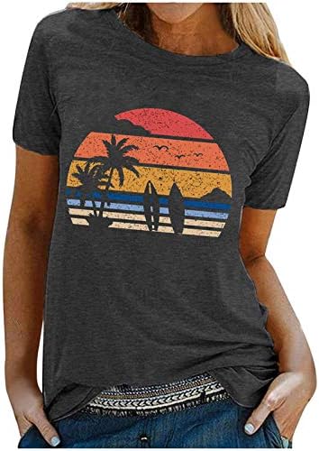Nyári Felsők Női Strand Grafikus Póló Hawaii Vakáció Rövid Ujjú T-Shirt-Sleeve Felső Divat Ünnep Blúzok