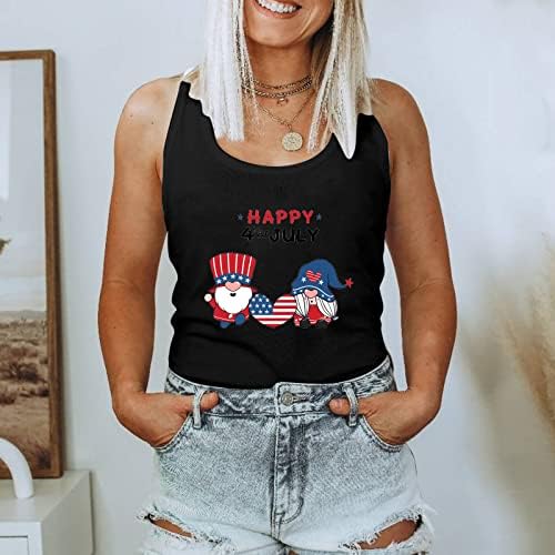 Boldog július 4-Tartály Tetejét a Nők Amerikai Zászló Ujjatlan Póló Nyári Hazafias Ingek Pólók Aranyos Nyomtatott Jóga póló
