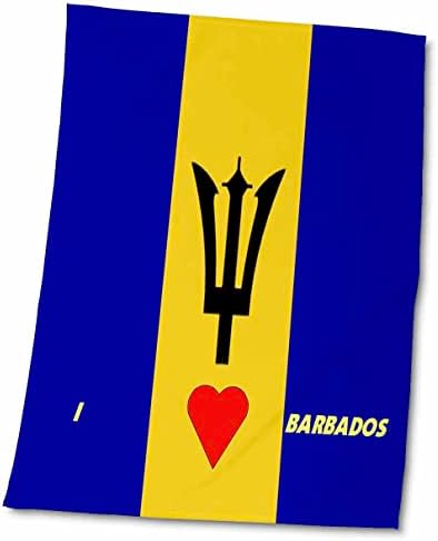 3dRose Florence a Szeretet, az Ország Zászló - Imádom a Barbados - Törölköző (twl-51526-1)