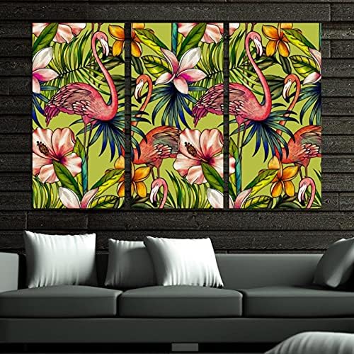 A Wall Art a nappaliban, olajfestmény, Vászon, Nagy Bekeretezett Trópusi Pálmák, Flamingo Mű Haza Hálószoba Decor 24x48