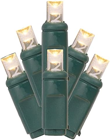 Vickerman 16' Meleg Fehér Egységes Penész Széles Látószög LED Karácsonyi Fény Szett, Zöld Drót