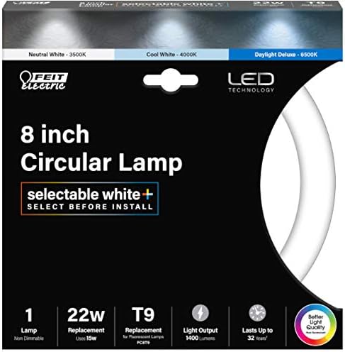 Feit Elektromos FC8/3CCT/LED Nem Szabályozható Beltéri 8 LED Circline Villanykörte; Meleg Fehér, hideg Fehér, Vagy Nappal Egy Standard