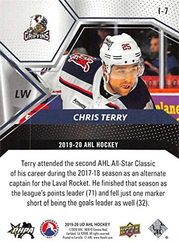 2019-20 Felső szint, az ahl Hatása i-7 Chris Terry RC Újonc Grand Rapids Griffinék Jégkorong Trading Card