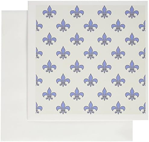 3dRose Kék Fleur de lis egy krém háttér Keresztény szimbólum - Üdvözlőlapok, 6 x 6 cm, 12 (gc_21615_2)