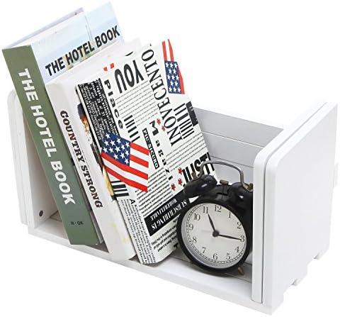 MyGift Fehér Fa Asztal, Könyvespolc Szervező, Bővíthető Állítható Kijelző Polc Rack Könyv