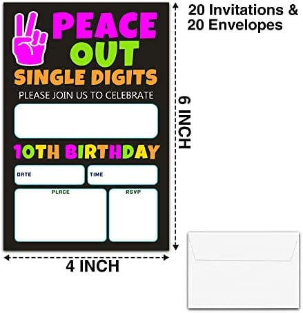 YSTEP 10 Szülinapi Meghívókat, 20 Meghívni Kártyák Borítékok, 4x6 Béke Egyetlen Számjegy Szülinapi Bulira Hív - A10