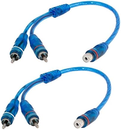 OUHL RCA-Y-Adapter Csatlakozó 1 Nő, 2 Férfi, Autó Audio RCA Elosztó Adapter Kábel, Kék (2 Csomag)