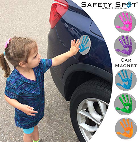 Biztonsági Helyszínen Mágnes - Gyerekek Keze a Parkoló Biztonsági Szürke Háttér (Zöld)