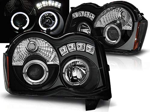 Fényszórók VR-1232 Első Lámpák Autó Lámpa Autó Világítás Fényszórók, Vezető, Utas Oldali Komplett Fényszóró Szerelvény Angel eyes Fekete kompatibilis