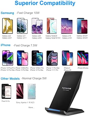 Gyors Vezeték nélküli Töltő,NANAMI Qi-kompatibilis Vezeték nélküli Töltő Állvány Kompatibilis iPhone 14/13/12/SE 2020/11/XS Max/XR/X/8