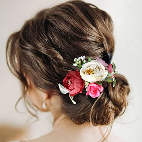 Fangsen Ezüst Esküvői Több Rózsa Virág Haj Fésű Esküvői Virág hajcsat Virágos Haj Kiegészítők Nők, Lányok