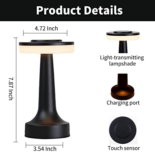 Brabola 2 Pack Vezeték nélküli asztali Lámpa, Éjjeli Újratölthető elemes asztali Lámpa, Kapcsoló Érintse meg a Hordozható LED-es Éjszakai