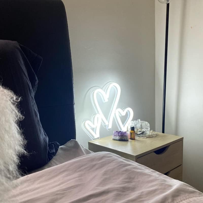 MewNeon Szerelmes Szívek neonreklám a Fali Dekor Művészet ,Szerelem, Szív Neon Fény Hálószoba ,Háromágyas Szívek LED-es Lámpák