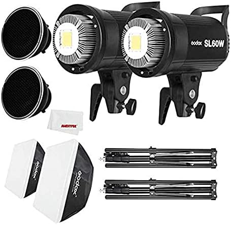 Godox SL-60W LED Videó Fény, Softbox,Könnyű Állvány,Méhsejt Rács Kompatibilis Film Stúdió Fotózás Stúdió (2DB)