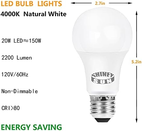 LED Izzók 150 Watt Egyenértékű, 2200LM Szuper Fényes Izzó, 4000K, Természetes Fehér, A21 LED Izzó, E26 Szabványos Bázist, a Nem Szabályozható,