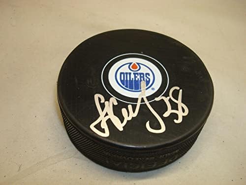 Anton Slepyshev Aláírt Edmonton Oilers Jégkorong Dedikált 1B - Dedikált NHL Korong