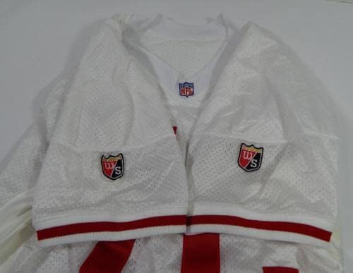 1995-ben a San Francisco 49ers Oliver Barnett 72 Játék Kiadott Fehér Jersey 50 DP34387 - Aláíratlan NFL Játék Használt Mezek