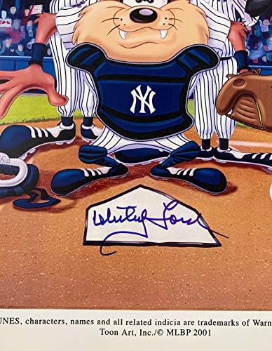 Whitey Ford Aláírt Looney Tunes Poszter (New York Yankees) LSM COA