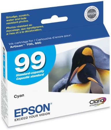 EPSON T099 Claria nagyfelbontású -Ink Standard Kapacitású Cián -Patron (T099220-S), válasszuk a lehetőséget, Epson Kézműves Nyomtatók