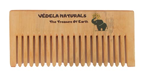 vedela naturals Kacchi Neem Comb, Fából készült Fésűt | a Haj Növekedését, Hairfall, Dandruff Control | Hajkiegyenesítő, Sima, fénylő