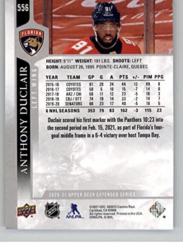 2020-21 Felső szint Bővített Sorozat 556 Anthony Duclair Florida Panthers NHL Jégkorong Trading Card